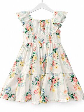 Janie and Jack Floral Smocked Dress Girls 3T Ruffle Cotton Garden Party
